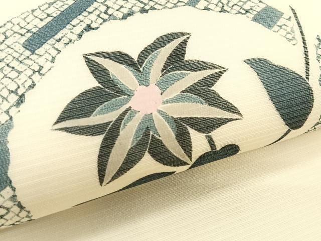 平和屋着物*夏物 九寸名古屋帯 枝花丸文 正絹 逸品 CABK1327fb 平和屋着物*夏物 九寸名古屋帯 枝花丸文 正絹 逸品 CABK1327fb