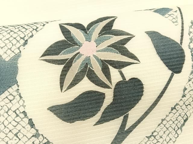 平和屋着物*夏物 九寸名古屋帯 枝花丸文 正絹 逸品 CABK1327fb 平和屋着物*夏物 九寸名古屋帯 枝花丸文 正絹 逸品 CABK1327fb