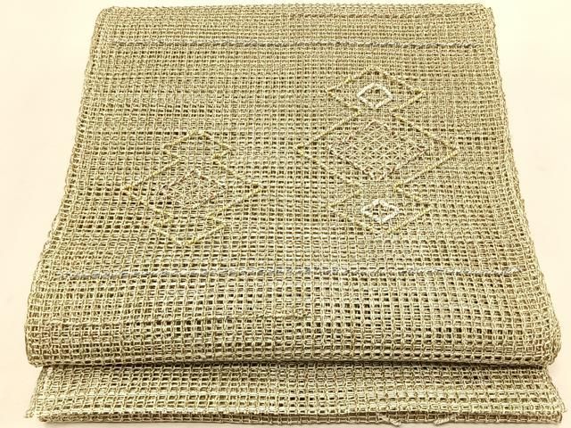 平和屋着物＊夏物　八寸名古屋帯　羅　松皮菱文　金糸　正絹　逸品　CABK1328fb