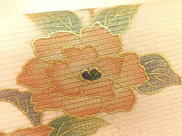 平和屋着物＊夏物　九寸名古屋帯　螺鈿　枝花文　金彩　正絹　逸品　CABK1350fb