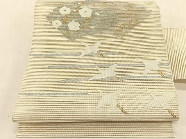 平和屋着物＊夏物　八寸名古屋帯　絽綴れ　飛鶴地紙花文　金銀糸　正絹　逸品　CABK1365fb 20,800円