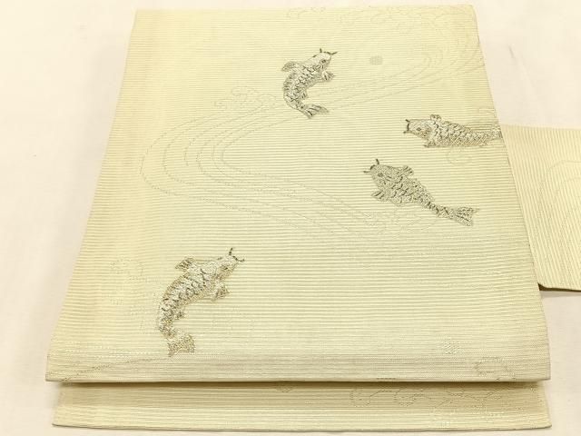 平和屋着物*夏物 九寸名古屋帯 鯉立波文 金銀糸 正絹 逸品 CABK1380fb