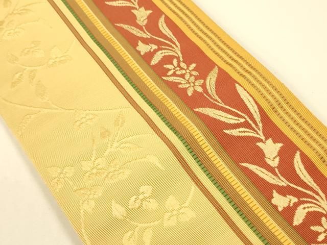 平和屋着物●本場筑前博多織　半幅帯　原田織物謹製　華間道　証紙付き　正絹　逸品　未使用　CABI5102ak