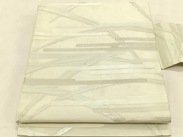 平和屋着物＊夏物　九寸名古屋帯　芝草エ霞文　銀糸　正絹　逸品　CABK1207fb