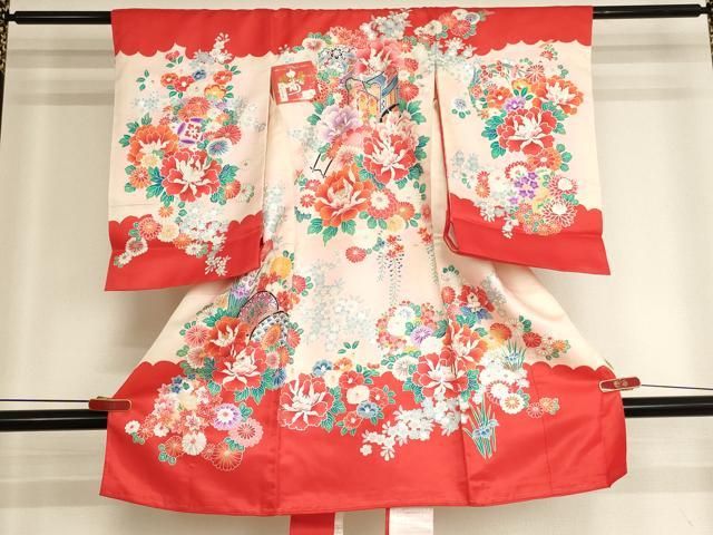 平和屋着物[]お宮参り　女の子　祝着　産着　初着　のしめ　花車文　暈し染め　銀彩　逸品　AABJ5690ja