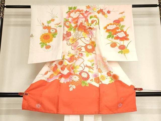 平和屋着物[]お宮参り　女の子　祝着　産着　初着　のしめ　刺繍　花鳥文　金糸　金彩　逸品　AABJ5692ja