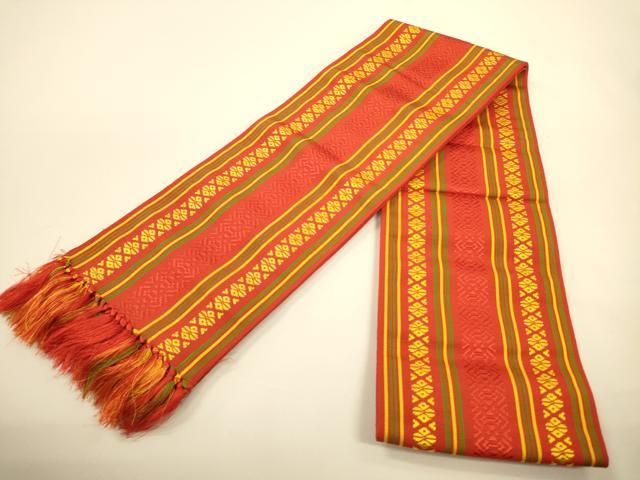 平和屋着物●本場筑前博多織 半幅帯 献上柄 証紙付き 正絹 逸品 CABI5065ak