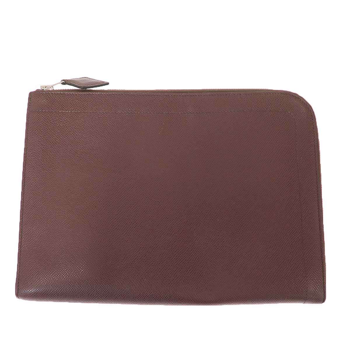 HERMES エルメス 2020 ジップタブレット レザークラッチバッグ ブラウン