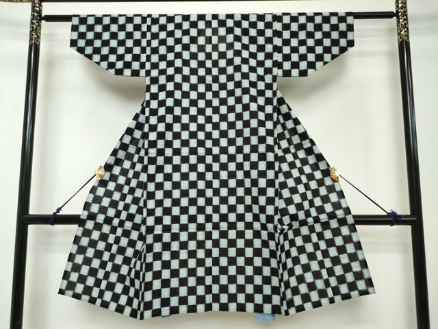 平和屋着物[]久留米絣　男の子　子供　単衣　市松絣　綿　逸品　DABH5206ea