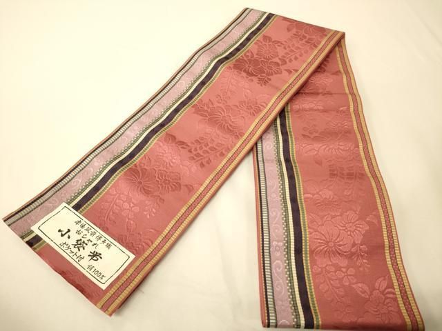 平和屋着物●本場筑前博多織　半幅帯　脇山忠道作　花間道　証紙付き　正絹　逸品　未使用　CABI5037ak 28,600円
