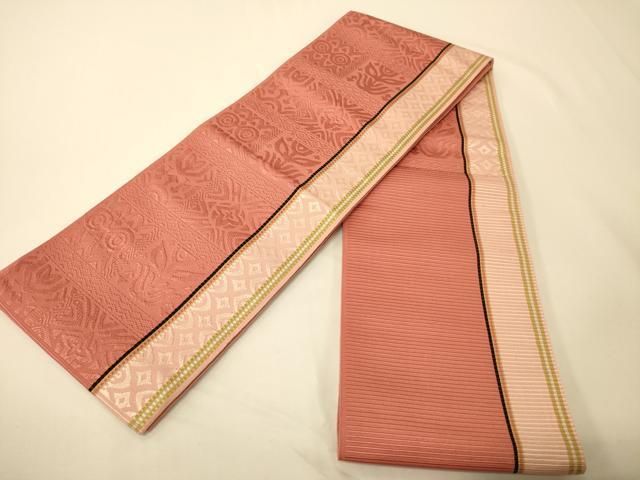 平和屋着物●本場筑前博多織　半幅帯　幾何学花文　正絹　逸品　CABI5040ak 18,200円