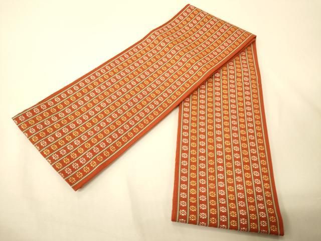 平和屋着物●本場筑前博多織　両面　半幅帯　花間道　正絹　逸品　CABI5051ak 15,600円