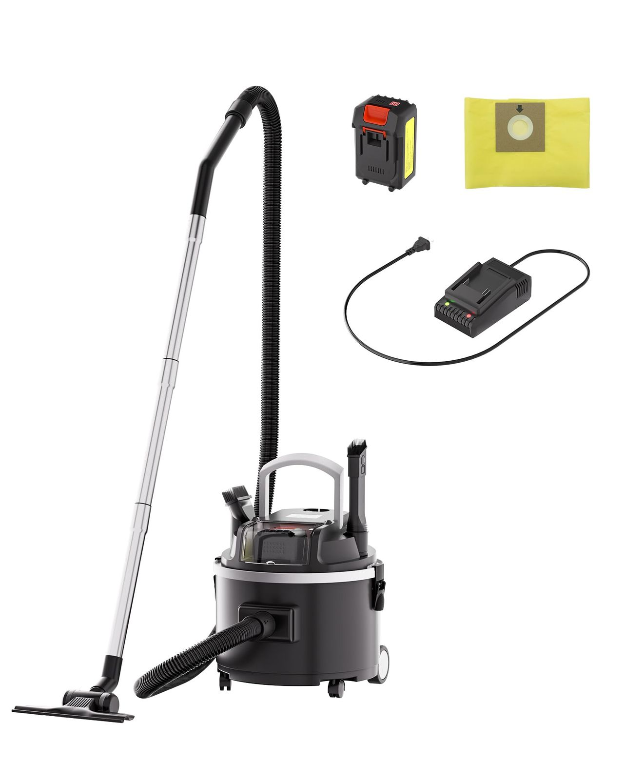 ★新品★業務用 コードレス掃除機 乾湿両用 バッテリー/充電器付属 軽量 紙バック式 吸引力16kpa 充電式集じん機 15L バキュームクリーナー ブラック 19e71e1c 31,025円