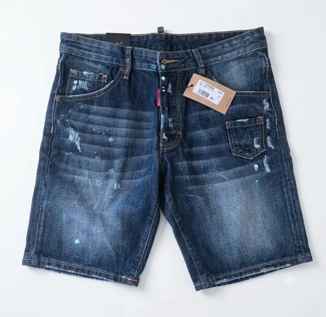 タグ新品 DSQUARED2 メンズ ウォッシュ デニム ペイント デニムハーフパンツ 50サイズ
