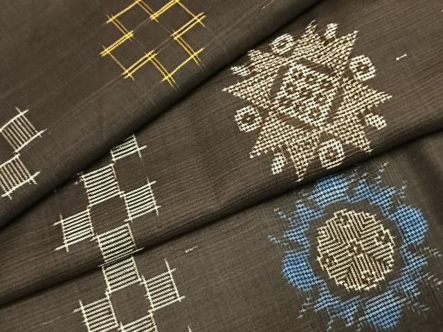 平和屋着物●本場大島紬　龍郷絣　正絹　逸品　AABK1278fy