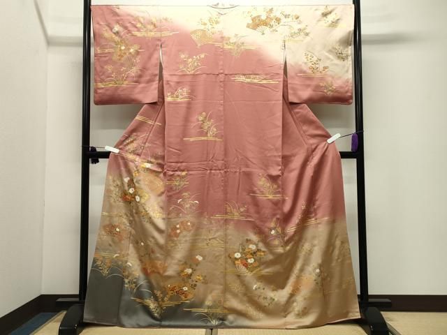 平和屋着物●訪問着　作家物　駒刺繍　扇面花文　暈し染め　金彩　正絹　逸品　CABI0695gh 27,885円