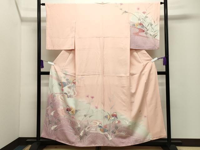 平和屋着物●訪問着　友禅　鴛鴦花文　暈し染め　正絹　逸品　CABI0696gh