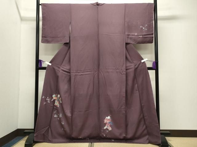 平和屋着物●訪問着　手描き　童子葡萄蔦の葉　金銀彩　ロング丈　正絹　逸品　未使用　CABI0697gh