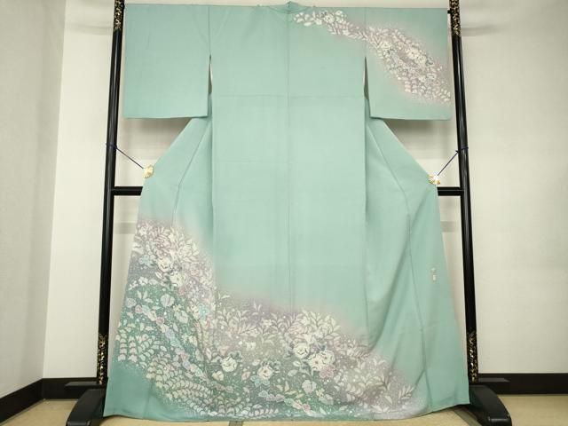 平和屋着物●訪問着　作家物　辻が花　舞花文　暈し染め　ロング丈　正絹　逸品　AABK0067ck