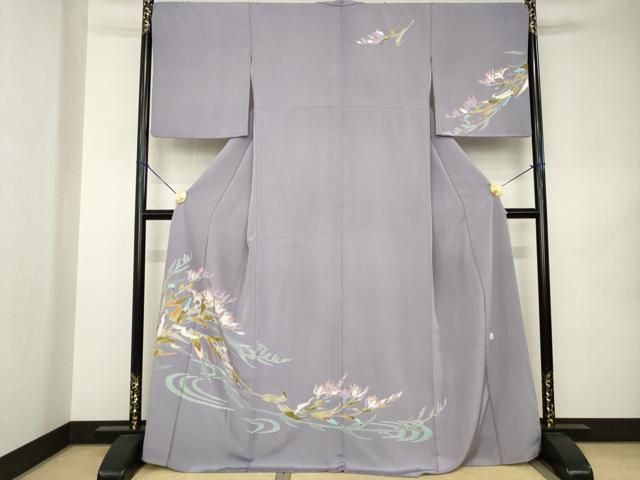 平和屋着物●本加賀友禅作家 志田弘子 訪問着 草花文 正絹 逸品 AABK0090ck