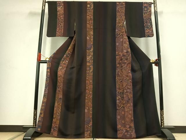 平和屋着物●訪問着　総刺繍　駒刺繍　花間道　鬼しぼ縮緬　正絹　逸品　AABJ4693fy