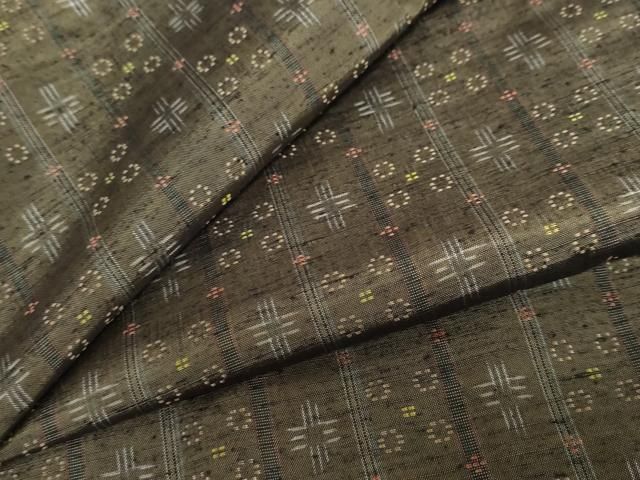 平和屋着物●上質な紬　花織　花菱文　正絹　逸品　DABG2242ud 15,184円