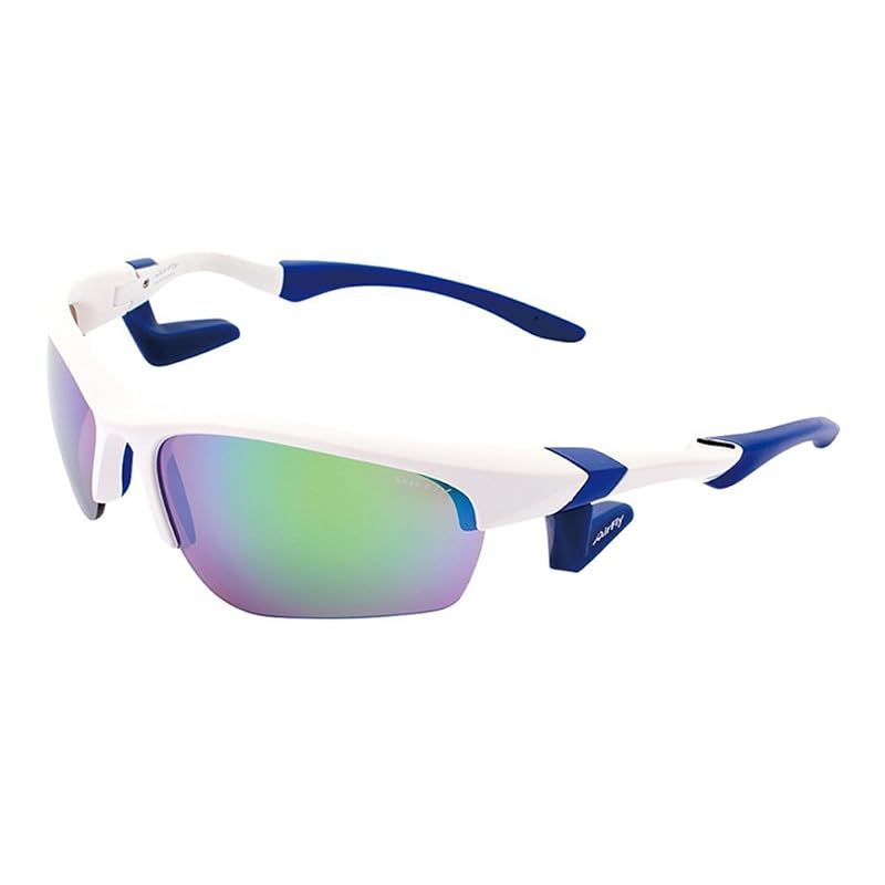 【新品】 AirFly(エアフライ) ノーズパッドレススポーツサングラス AirFly シャープレンズ ホワイト/ブルーミラー AF-101 C1