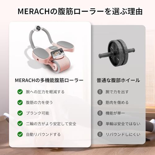 MERACH (メリック) 腹筋ローラー 腹筋ホイール 膝マット付き プロ 腹筋