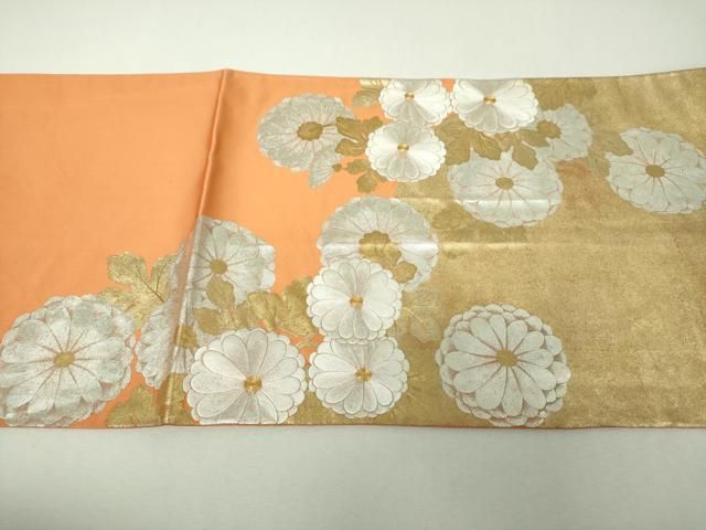 平和屋着物○両面 六通柄袋帯 彩重唐織 草木染 文字文 花