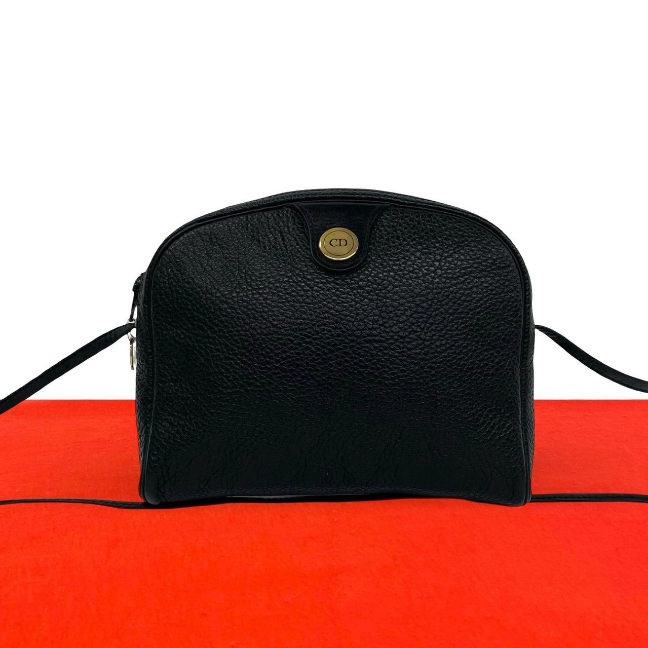 極 美品 Christian Dior ディオール ヴィンテージ CD ロゴ金具 レザー