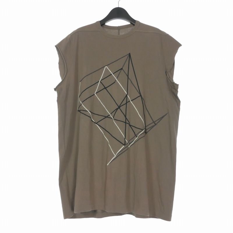リックオウエンス Rick Owens 19SS 刺繍 ノースリーブTシャツ カットソー 44 DUST AS SAMPLE グレー RP19S6211-JAEM3 国内正規