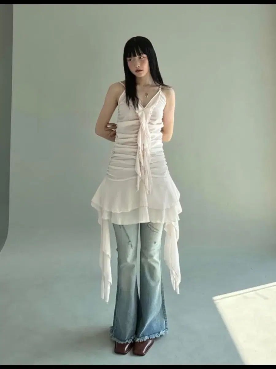 ニューアルリン ベル シャーリング シフォン アシンメトリー ドレス ピーチピンク 11,396円