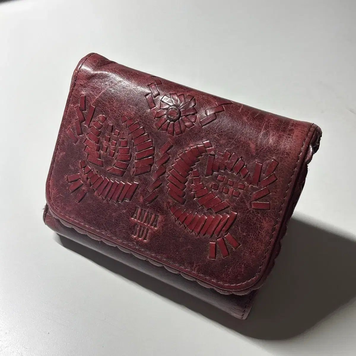 anna sui アナスイ ヴィンテージ バーガンディ 二つ折り財布