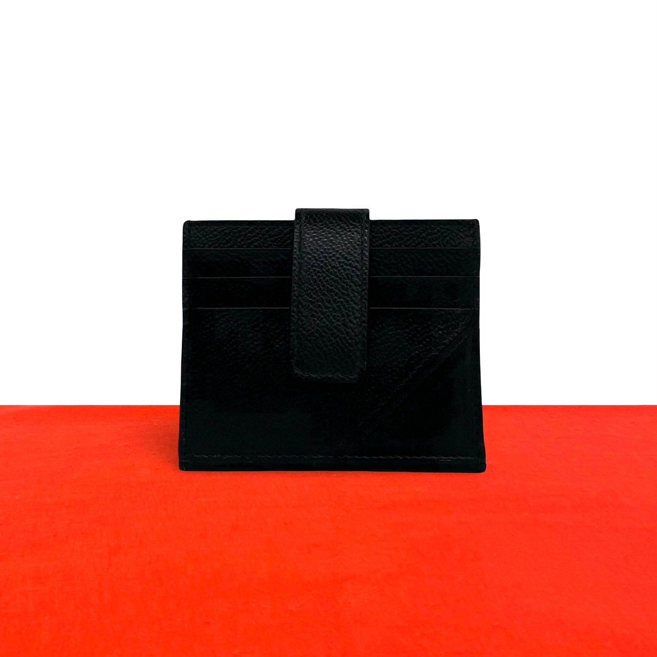 ほぼ未使用 PRADA プラダ ロゴ レザー 本革 二つ折り カードケース