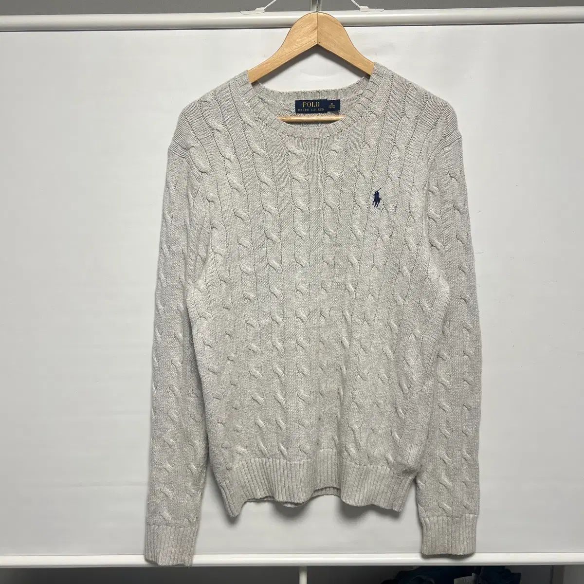 正規品/M ポロ ラルフローレン ライトグレー ニット