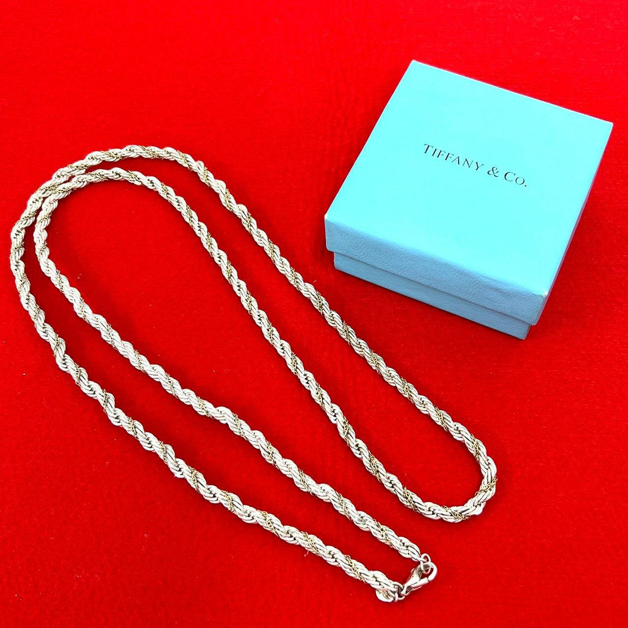 極 美品 TIFFANY&Co. ティファニー ヴィンテージ ツイストロープ ネックレス シルバー925 K18イエローゴールド シルバー ゴールド 208-4 極 美品 TIFFANY&Co. ティファニー ヴィンテージ ツイストロープ