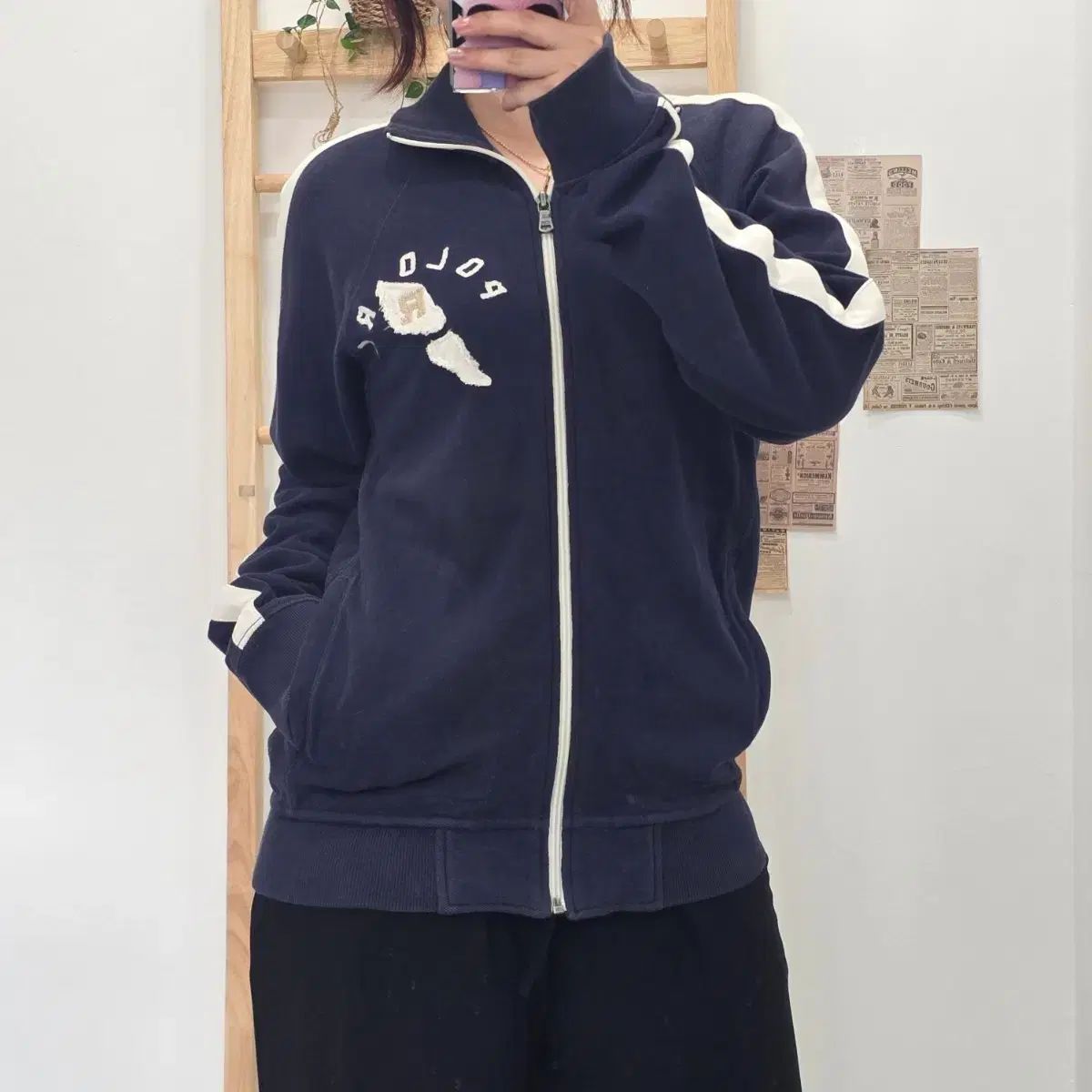 フリップ M / ポロ ラルフローレン 刺繍パッチ ネイビー ジップアップジャケット