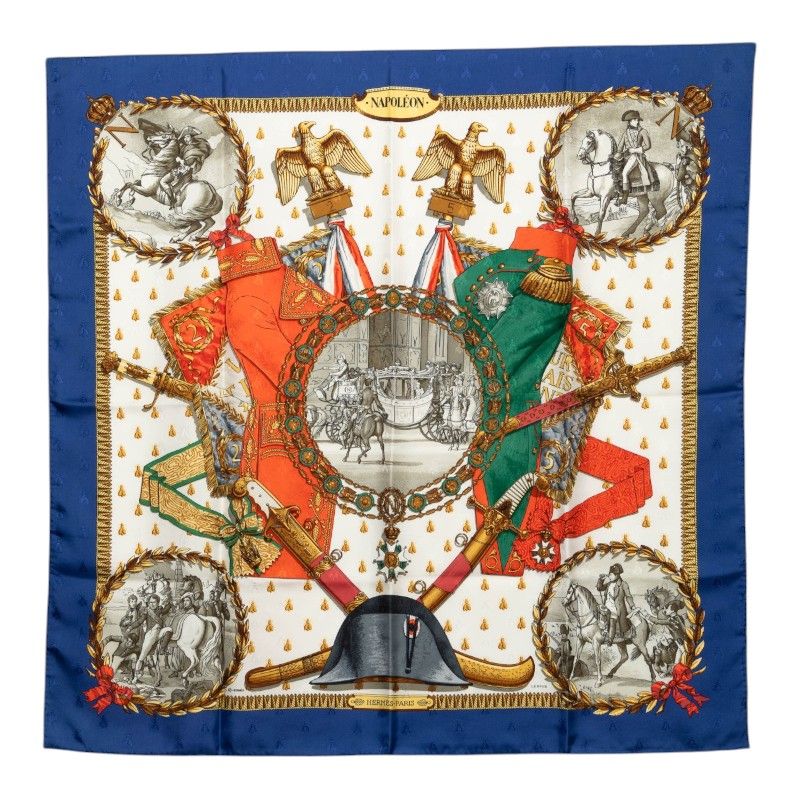 エルメス カレ90 ナポレオン NAPOLEON スカーフ マルチカラー シルク レディース HERMES【1-0278479】