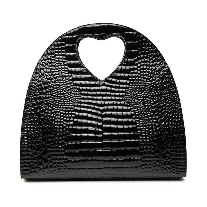 サンローラン クロコ型押し ハートハンドル ハンドバッグ ブラック エナメル レディース SAINT LAURENT【1-0279538】 50,880円