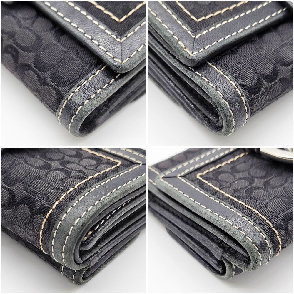 COACH コーチ 折り財布　ブラック　キャンバス　ソーホー　レザー　キャンバス COACH コーチ 3つ折り財布 ブラック キャンバス ミニシグネチャー