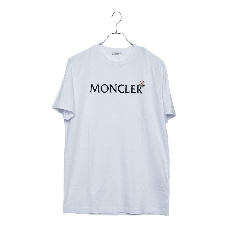 モンクレール ロゴ クルーネック Tシャツ 半袖 サイズM ホワイト コットン メンズ MONCLER【1-0281016】