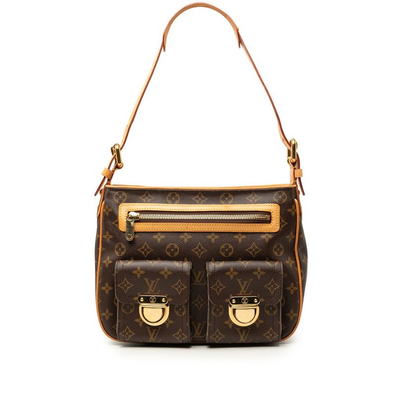ルイ ヴィトン モノグラム ハドソンGM ショルダーバッグ M40045 ブラウン PVC レザー レディース LOUIS VUITTON【234-81396】