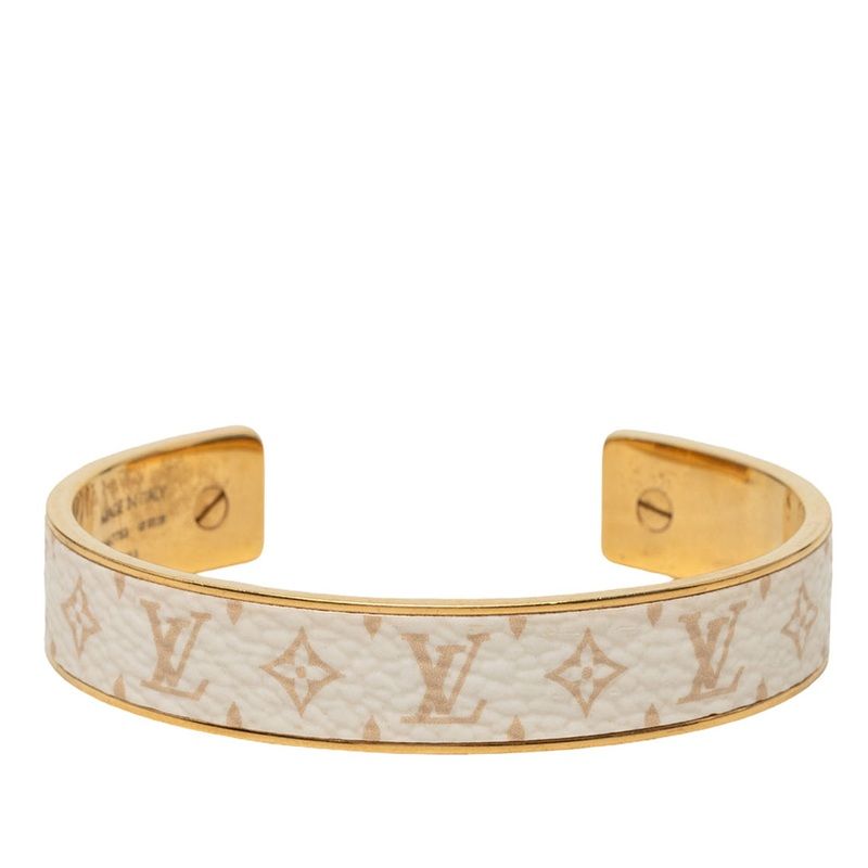 ルイ ヴィトン ジョンク ワイルド LV バングル M67783 ゴールド ホワイト メッキ PVC レディース LOUIS VUITTON【1-0281739】