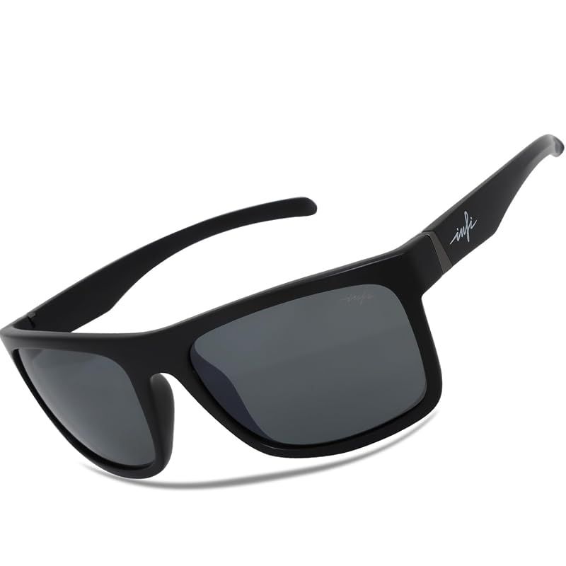 【新品】 [INFI] 偏光 サングラス 超軽量 スポーツ ストラップ付き ミラーレンズ UVカット 海釣り/釣り/ドライブ/野球/テニス/ゴルフ/ランニング 紫外線対策 メンズ レディース ブラック