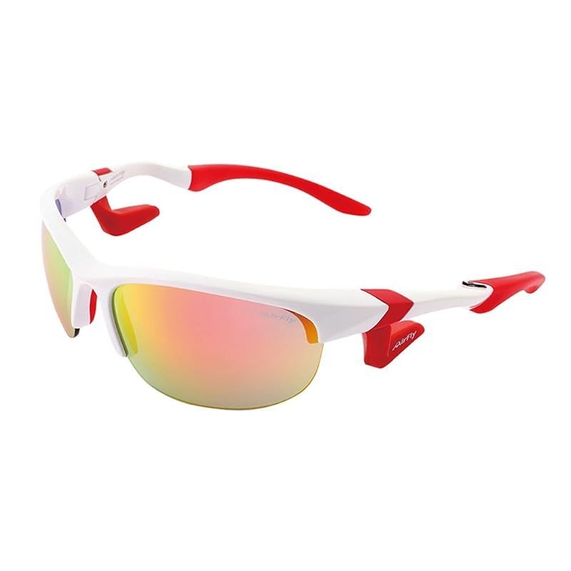 【新品】 AirFly(エアフライ) ノーズパッドレススポーツサングラス AirFly オーバルレンズ ホワイト/レッドゴールドミラー AF-102 C1