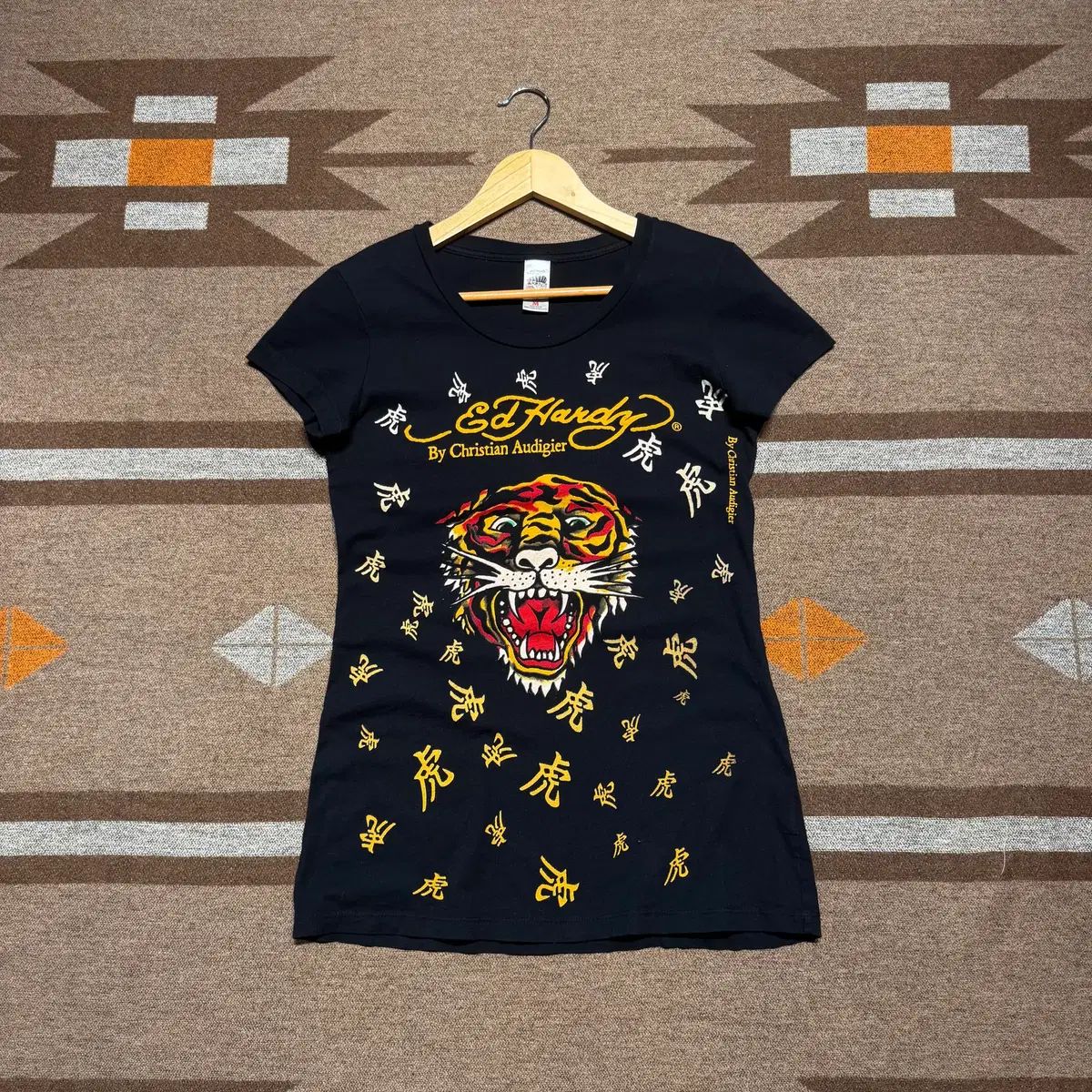 Ed Hardy クリスチャン・オディガー タイガーグラフィック スキニー 半袖 M