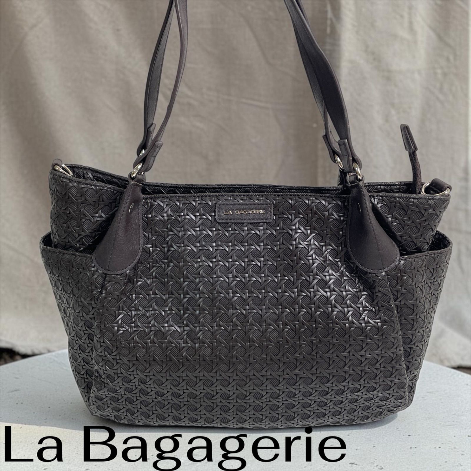 La Bagagerie トートバッグ 2wayショルダーバッグ ダークブラウン 