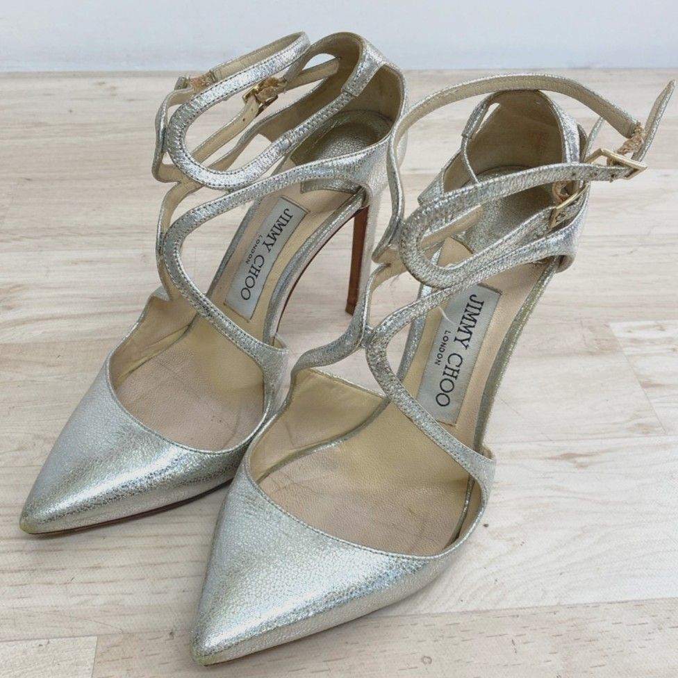 JIMMYCHOOシルバーサンダル36.5 ジミーチュウ/JIMMY CHOO パンプス サンダル シルバー 35 1/2 (22.5cm