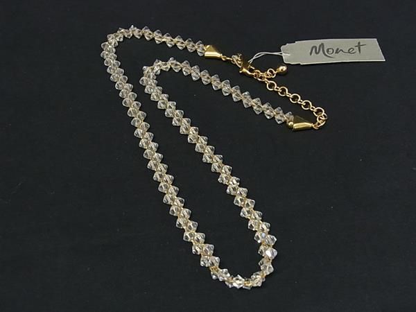 ■Beautiful Goods■ MONET Monet Bead Necklace Pendant Accessory Women's Gold x Clear DN9568