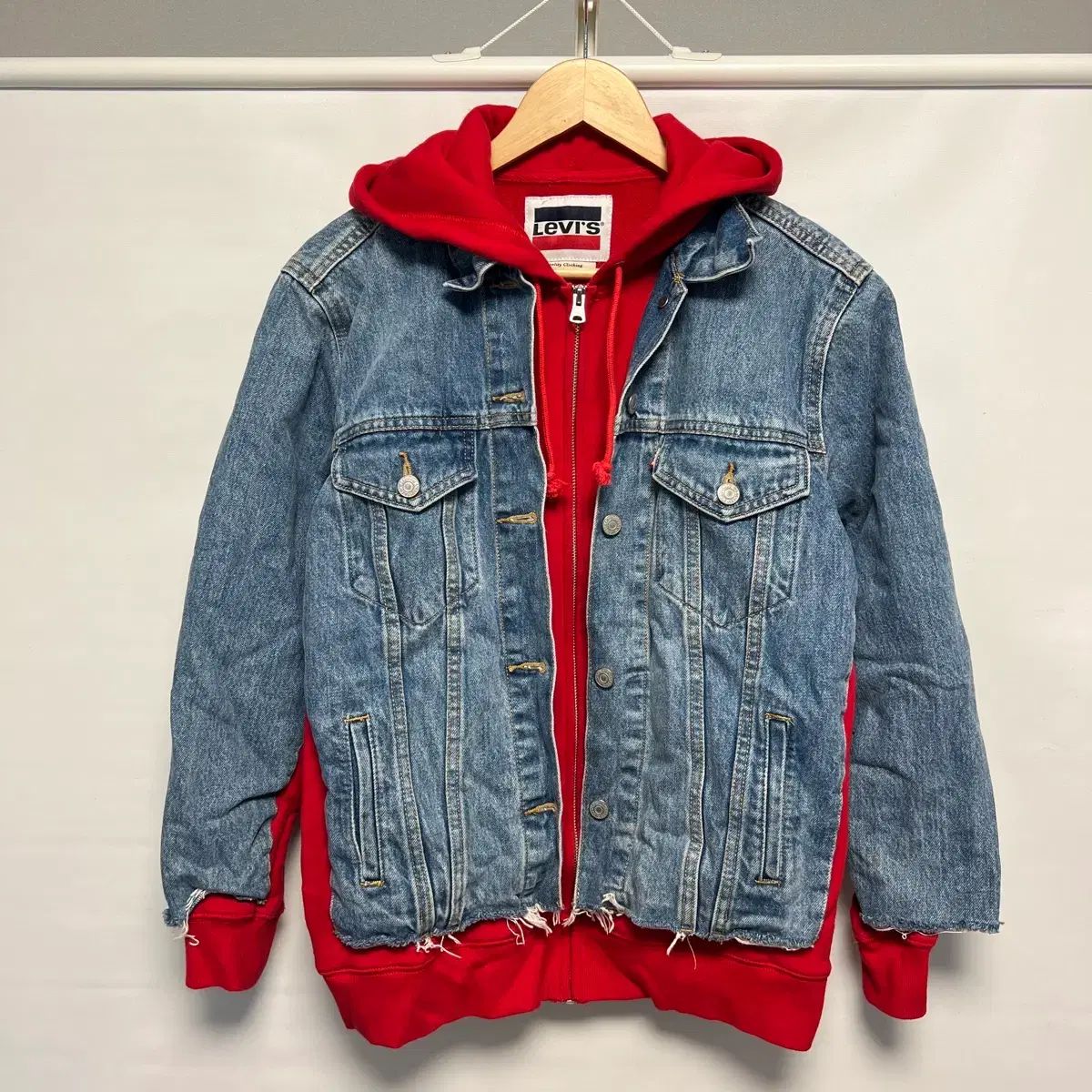 正規品/S リーバイス プレミアム レイヤード フーディー トラッカー デニム ジャケット